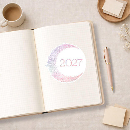 2026 Floral Moon Stickers • Crescent Moon, Lunar Year Decal for Planners, Journals, or Gifts