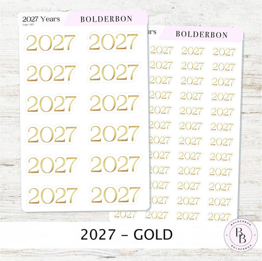 2027 Gold Year Sticker • Neutral and Minimal Planner Journal Setup