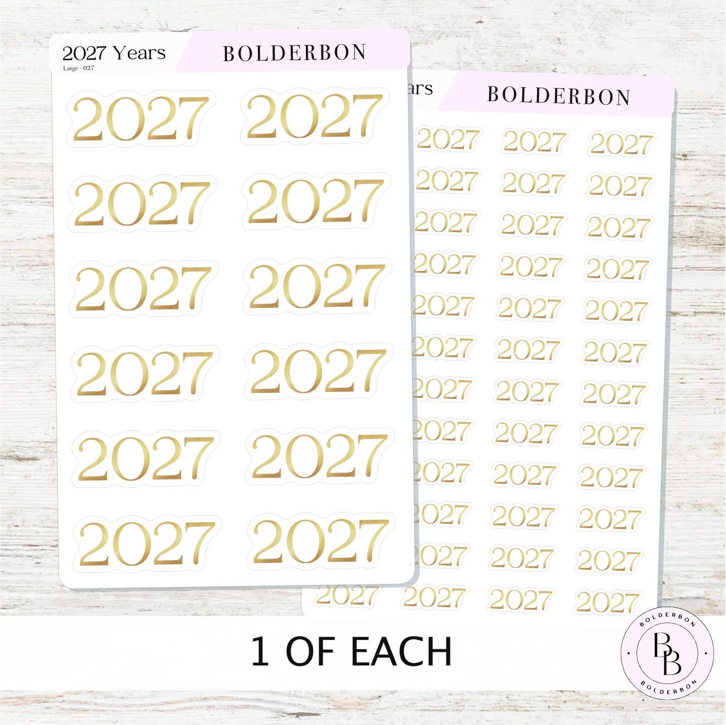 2027 Gold Year Sticker • Neutral and Minimal Planner Journal Setup