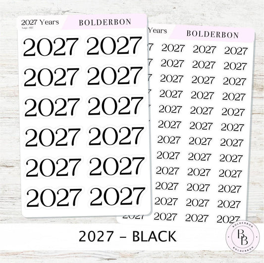 2027 Black Year Stickers • Neutral and Minimal Planner Journal Setup