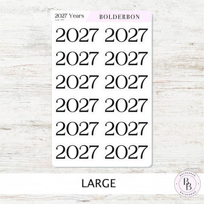2027 Black Year Stickers • Neutral and Minimal Planner Journal Setup
