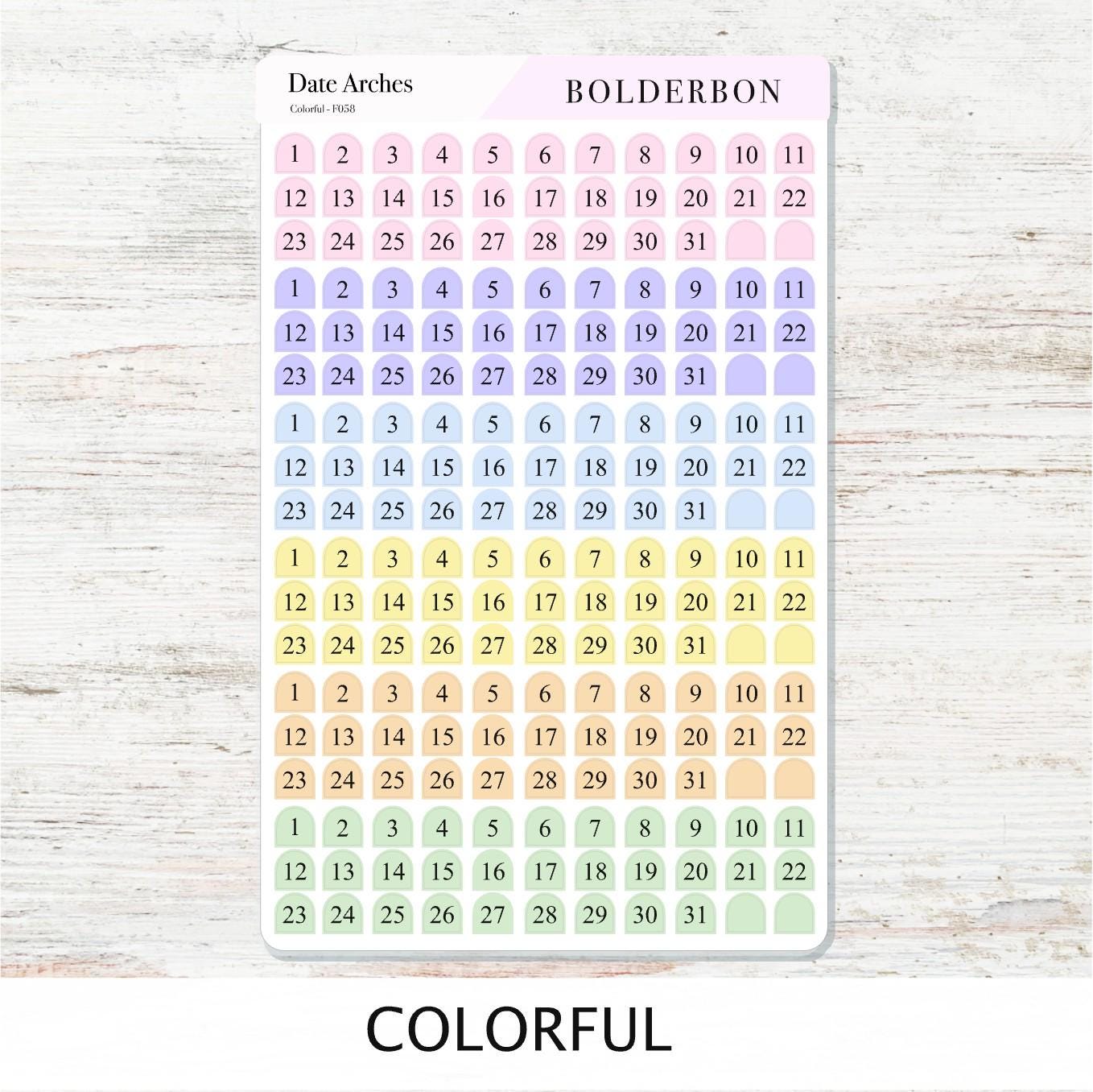 Date Arches Stickers • Date Dot Numbers • Monthly Planner Stickers • Functional Calendar & Journal Labels