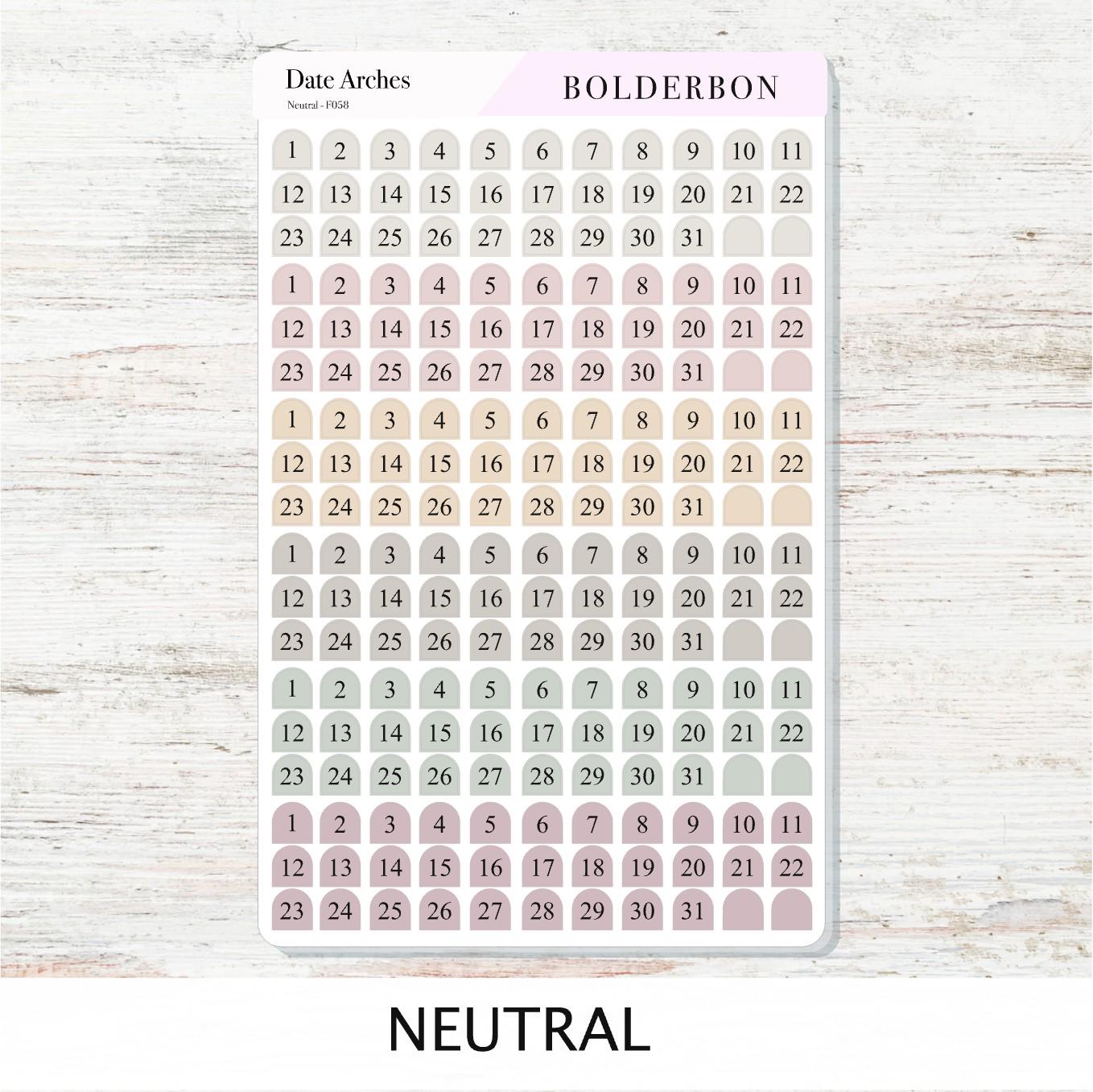 Date Arches Stickers • Date Dot Numbers • Monthly Planner Stickers • Functional Calendar & Journal Labels
