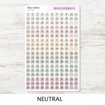 Date Arches Stickers • Date Dot Numbers • Monthly Planner Stickers • Functional Calendar & Journal Labels
