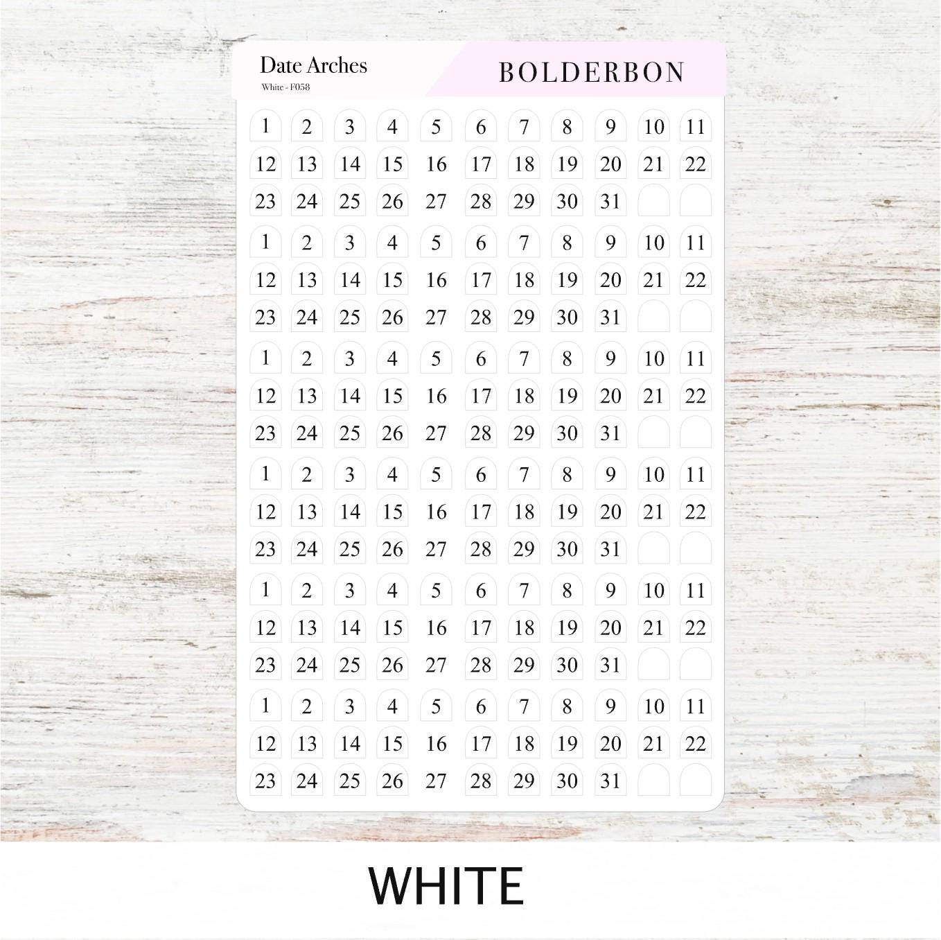 Date Arches Stickers • Date Dot Numbers • Monthly Planner Stickers • Functional Calendar & Journal Labels