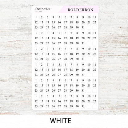 Date Arches Stickers • Date Dot Numbers • Monthly Planner Stickers • Functional Calendar & Journal Labels