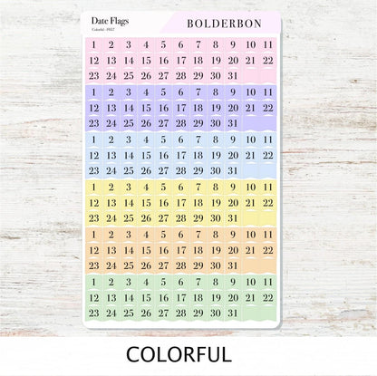 Date Flags Stickers • Date Dot Numbers • Monthly Planner Stickers • Functional Calendar & Journal Labels