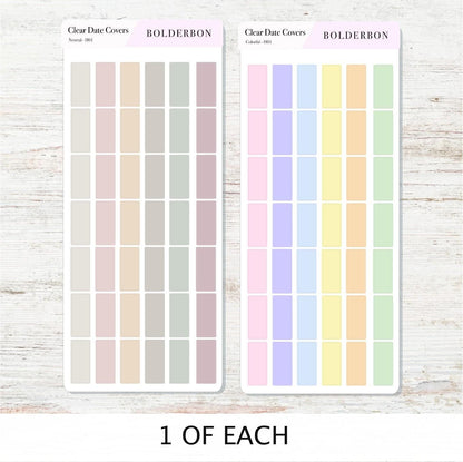Clear Date Cover Stickers • Hobonichi Weeks • Planner Stickers