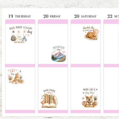 August Wacky Holidays • International Monthly Planner Stickers • Fun Seasonal Icons • Functional Calendar & Journal Designs