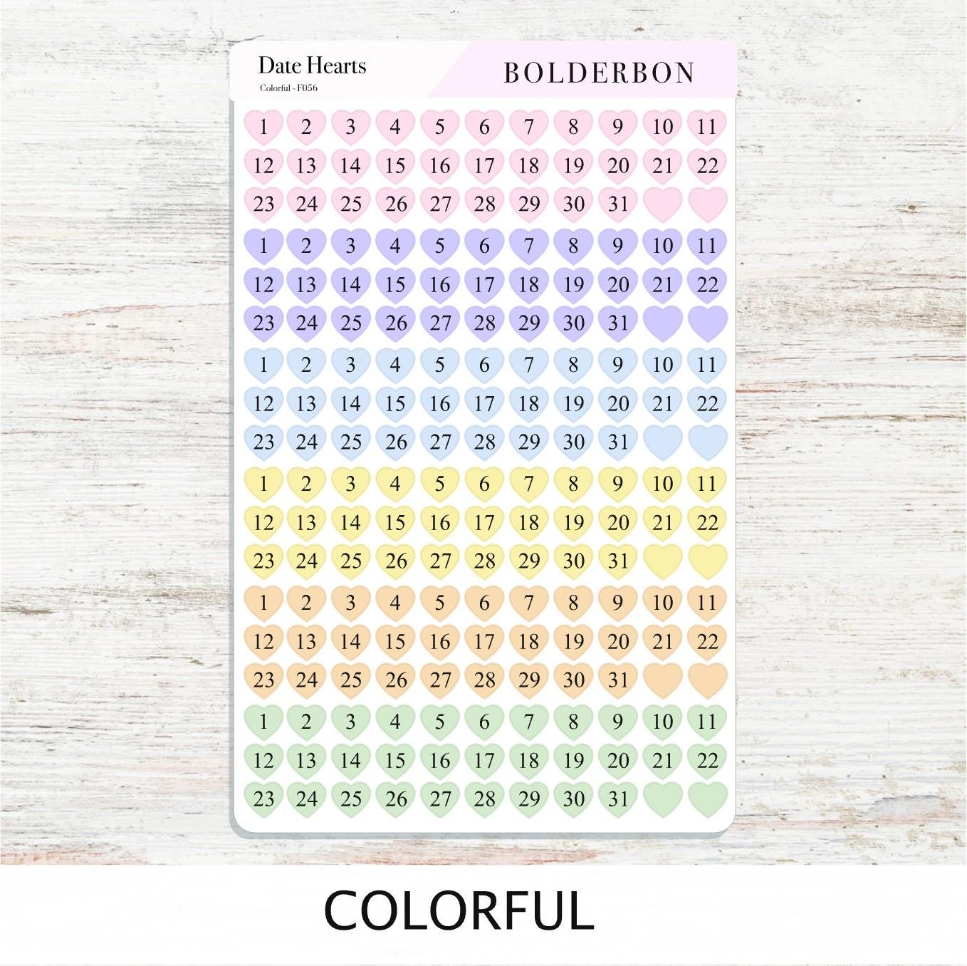 Date Hearts Stickers • Date Dot Numbers • Monthly Planner Stickers • Functional Calendar & Journal Labels