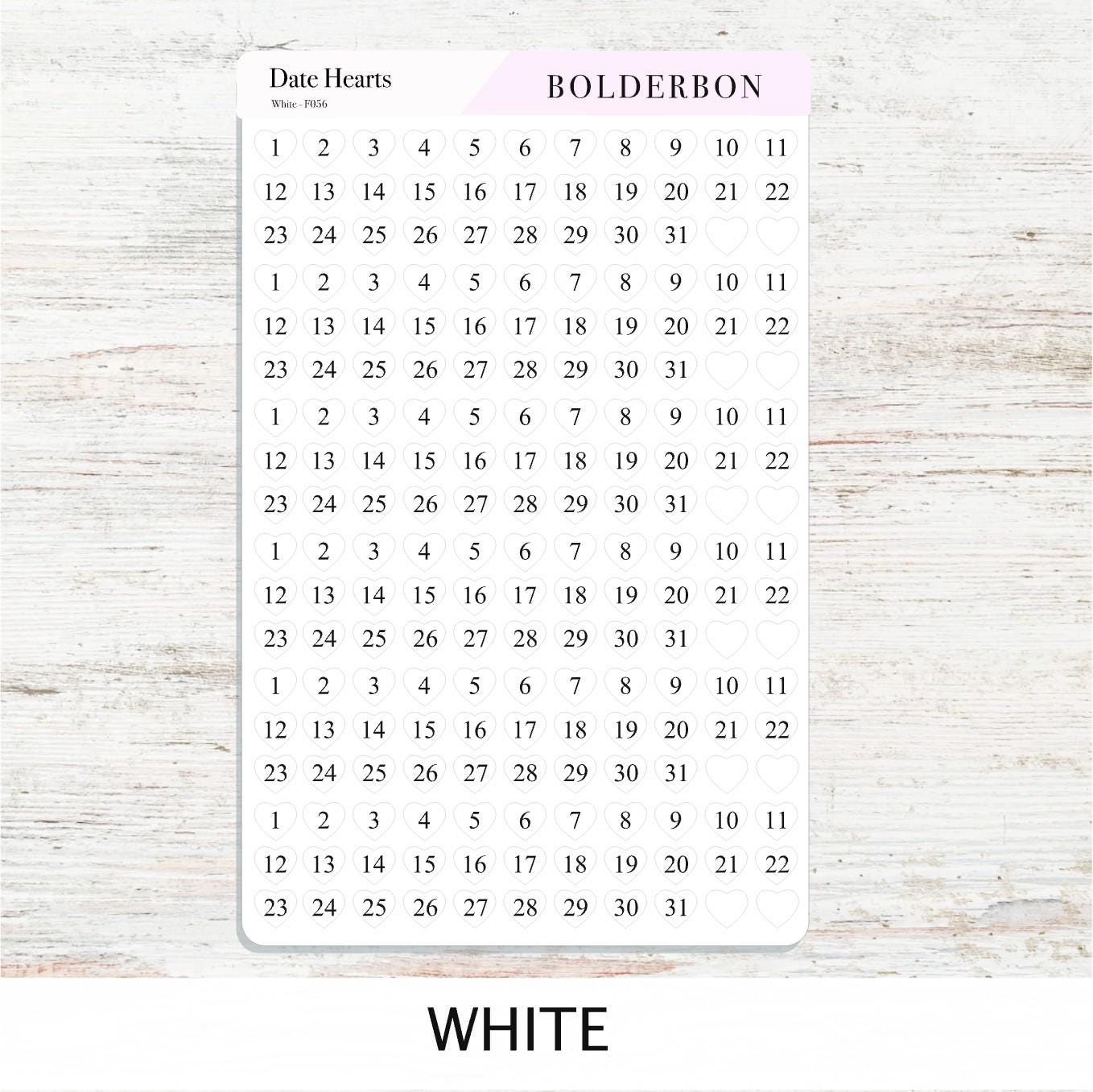 Date Hearts Stickers • Date Dot Numbers • Monthly Planner Stickers • Functional Calendar & Journal Labels