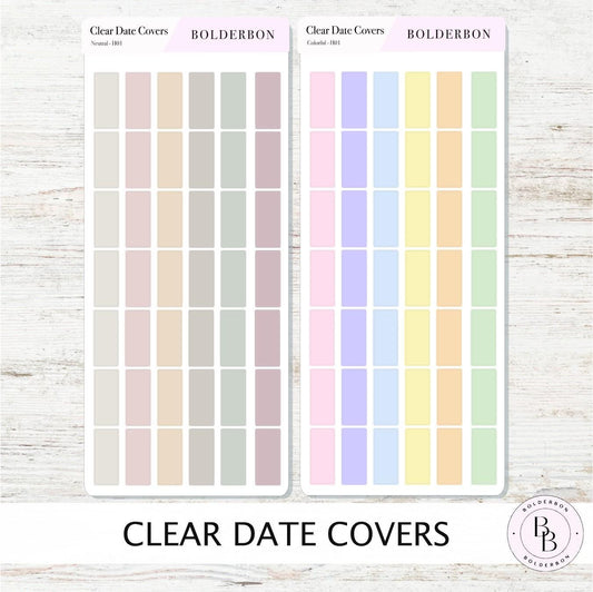 Clear Date Cover Stickers • Hobonichi Weeks • Planner Stickers