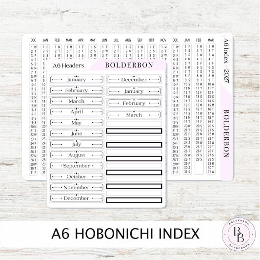 2027 Index Stickers • Hobonichi A6 • Original HON Avec Day Free • White