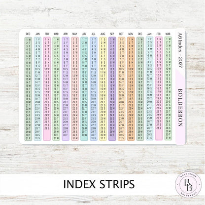 2027 Index Stickers • Hobonichi A6 • Original HON Avec Day Free • Colorful