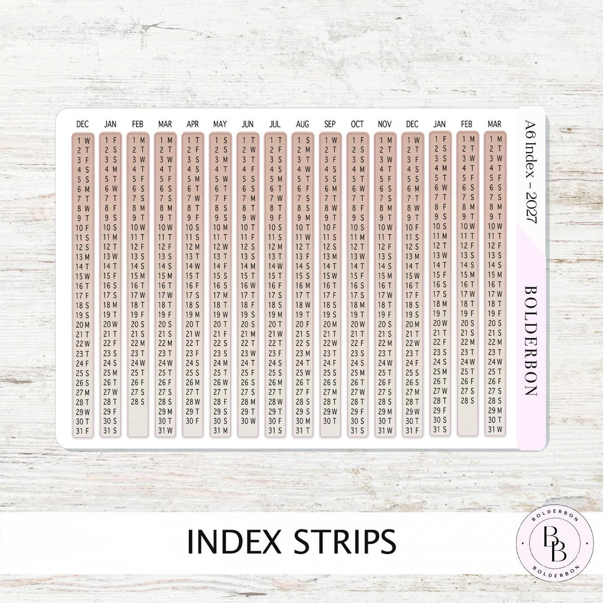 2027 Index Stickers • Hobonichi A6 • Original HON Avec Day Free • Coffee