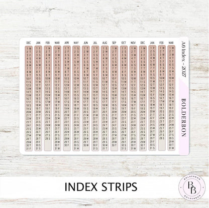2027 Index Stickers • Hobonichi A6 • Original HON Avec Day Free • Coffee