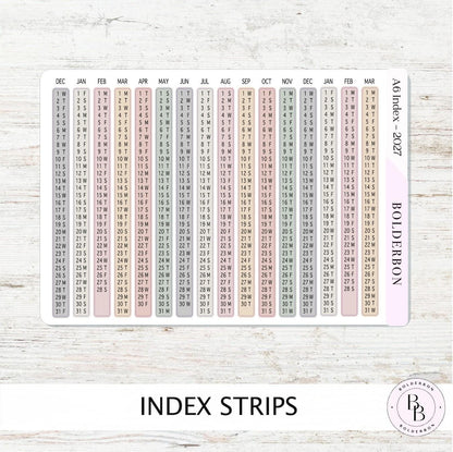 2027 Index Stickers • Hobonichi A6 • Original HON Avec Day Free • Aesthetic