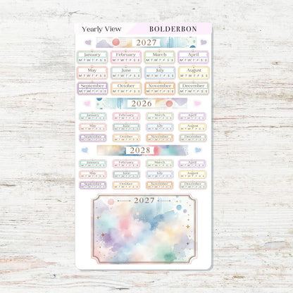 2027 Yearly View Stickers • Hobonichi Weeks • Planner Stickers • Colorful