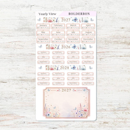 2027 Yearly View Stickers • Hobonichi Weeks • Planner Stickers • Meadow