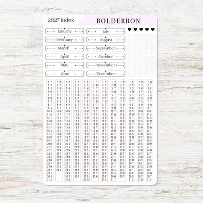 2027 Hobonichi Cousin • Yearly Index Stickers • White