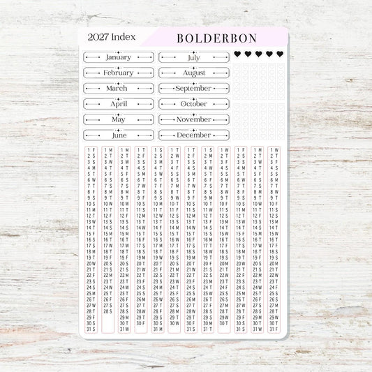 2027 Hobonichi Cousin • Yearly Index Stickers • White