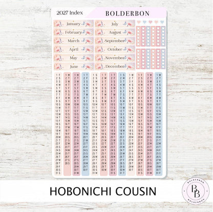 2027 Hobonichi Cousin • Yearly Index Stickers • Meadow