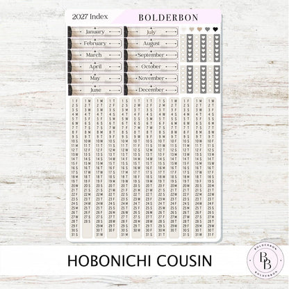 2027 Hobonichi Cousin • Yearly Index Stickers • Slate