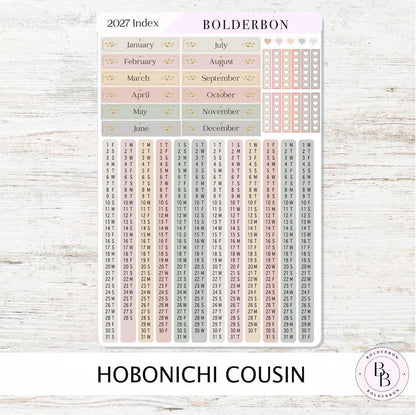 2027 Hobonichi Cousin • Yearly Index Stickers • Aesthetic