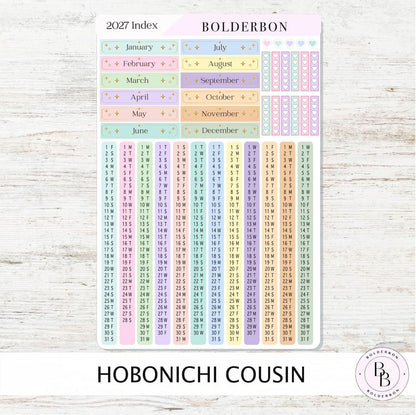 2027 Hobonichi Cousin • Yearly Index Stickers • Colorful