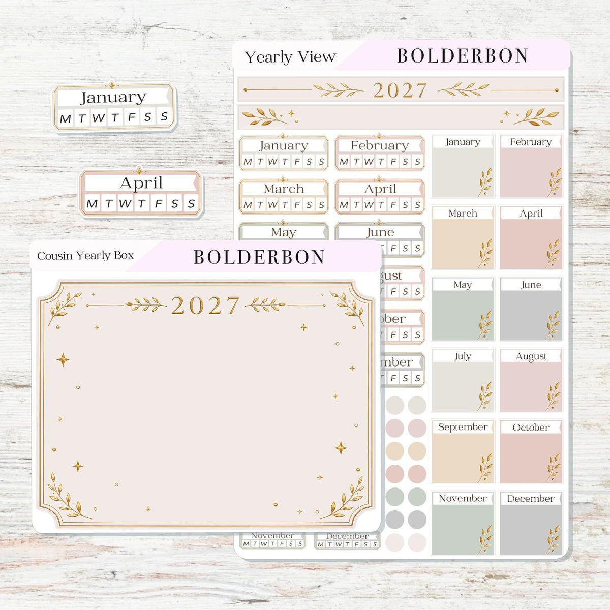 2027 Hobonichi Cousin • Yearly View Stickers • Aesthetic