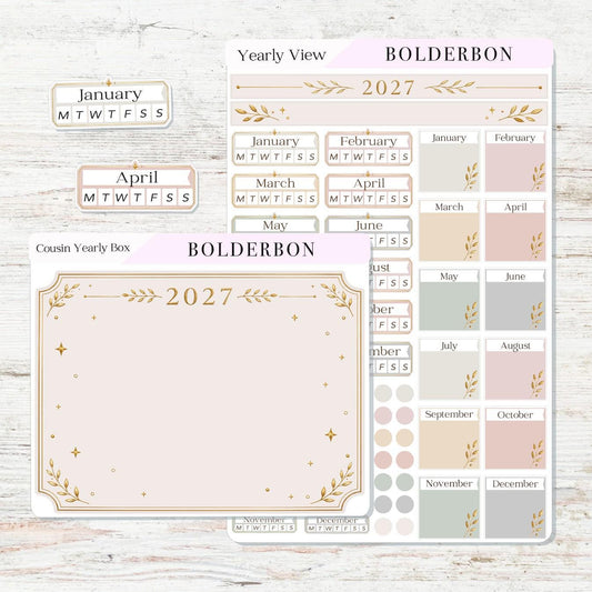 2027 Hobonichi Cousin • Yearly View Stickers • Aesthetic