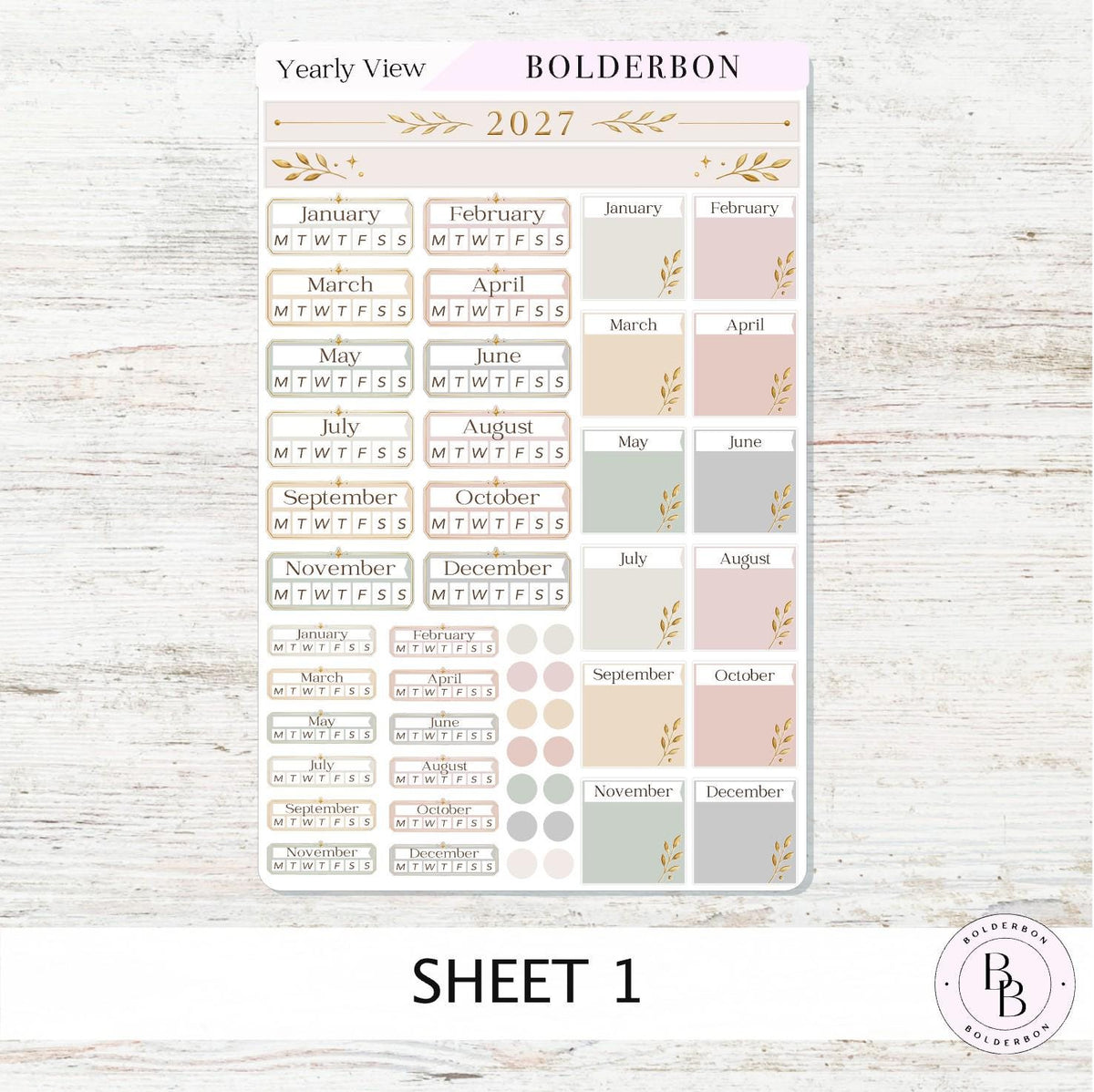 2027 Hobonichi Cousin • Yearly View Stickers • Aesthetic