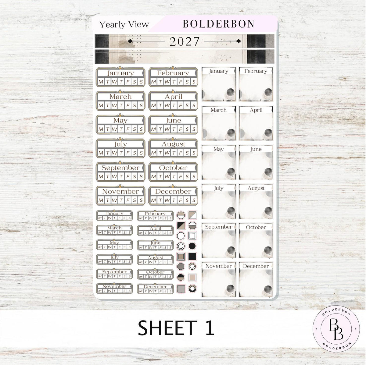 2027 Hobonichi Cousin • Yearly View Stickers • Slate