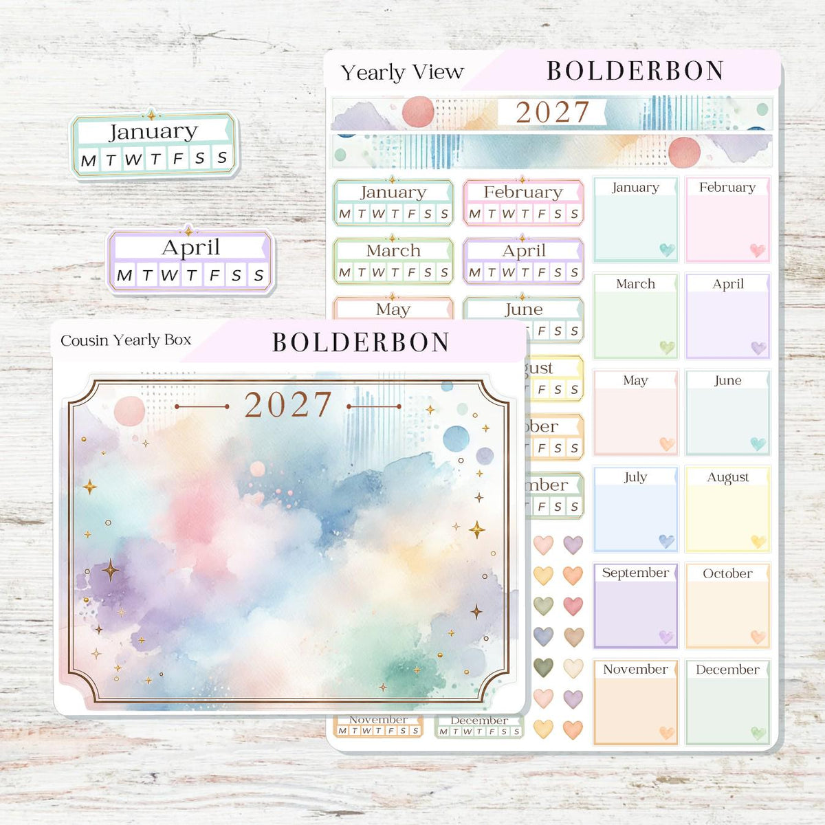 2027 Hobonichi Cousin • Yearly View Stickers • Color