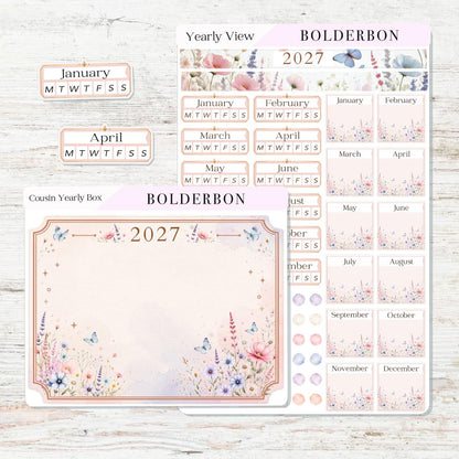 2027 Hobonichi Cousin • Yearly View Stickers • Meadow