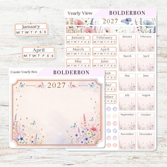 2027 Hobonichi Cousin • Yearly View Stickers • Meadow