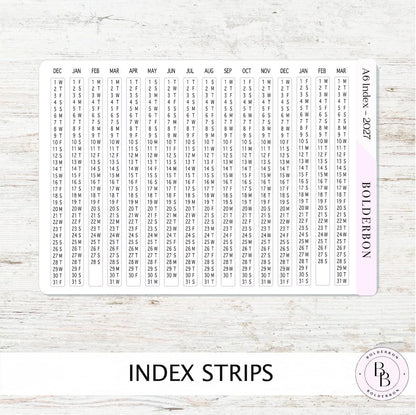 2027 Index Stickers • Hobonichi A6 • Original HON Avec Day Free • White