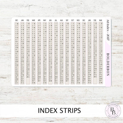 2027 Index Stickers • Hobonichi A6 • Original HON Avec Day Free • Slate
