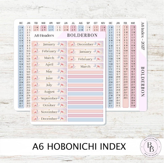 2027 Index Stickers • Hobonichi A6 • Original HON Avec Day Free • Meadow