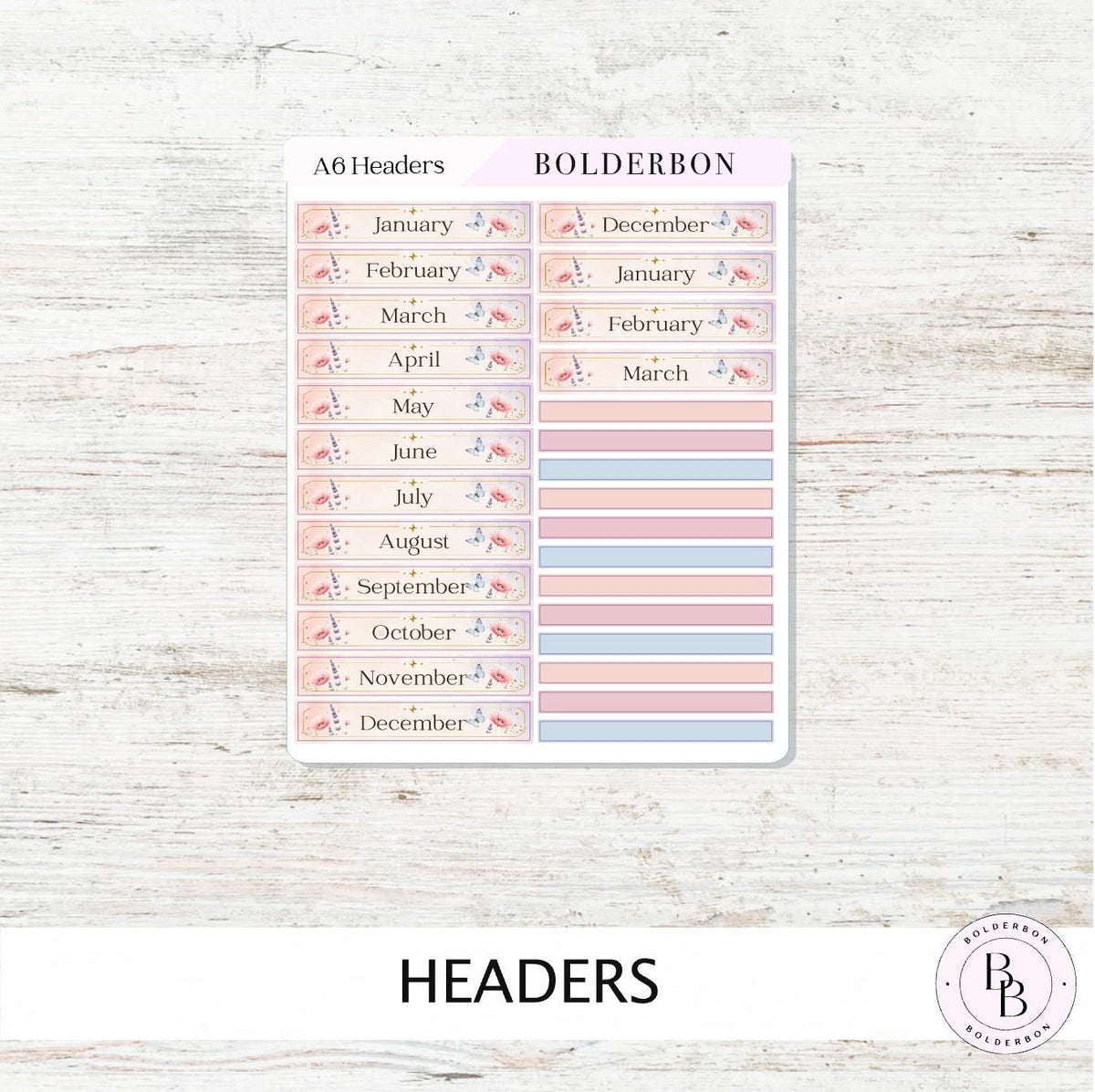 2027 Index Stickers • Hobonichi A6 • Original HON Avec Day Free • Meadow