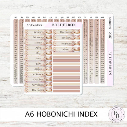 2027 Index Stickers • Hobonichi A6 • Original HON Avec Day Free • Coffee