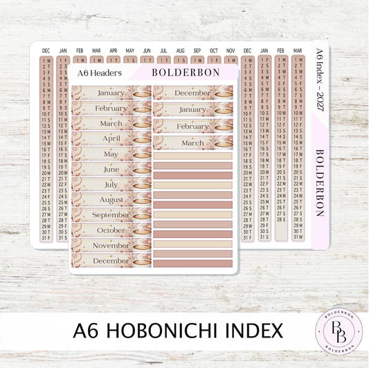 2027 Index Stickers • Hobonichi A6 • Original HON Avec Day Free • Coffee