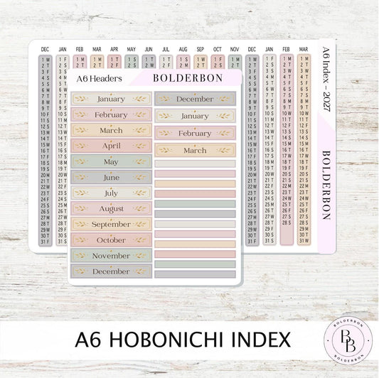 2027 Index Stickers • Hobonichi A6 • Original HON Avec Day Free • Aesthetic
