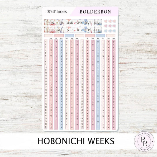 2027 Yearly Index Stickers • Hobonichi Weeks • Planner Stickers • Meadow