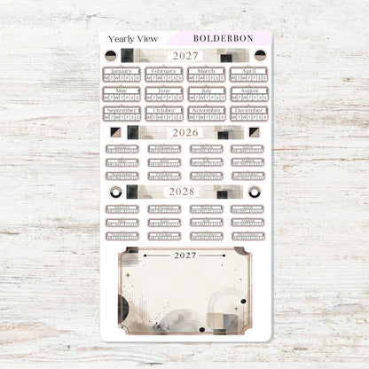 2027 Yearly View Stickers • Hobonichi Weeks • Planner Stickers • Slate