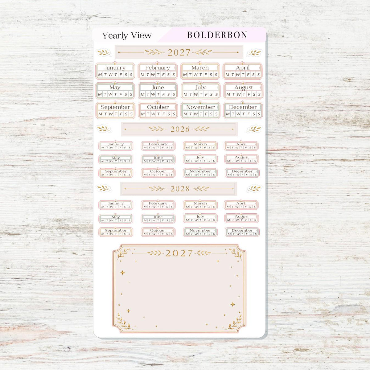 2027 Yearly View Stickers • Hobonichi Weeks • Planner Stickers • Aesthetic
