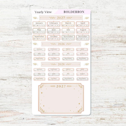 2027 Yearly View Stickers • Hobonichi Weeks • Planner Stickers • Aesthetic