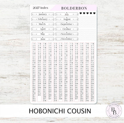 2027 Hobonichi Cousin • Yearly Index Stickers • White