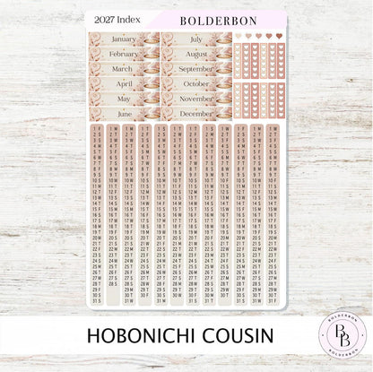 2027 Hobonichi Cousin • Yearly Index Stickers • Coffee