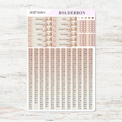 2027 Hobonichi Cousin • Yearly Index Stickers • Coffee